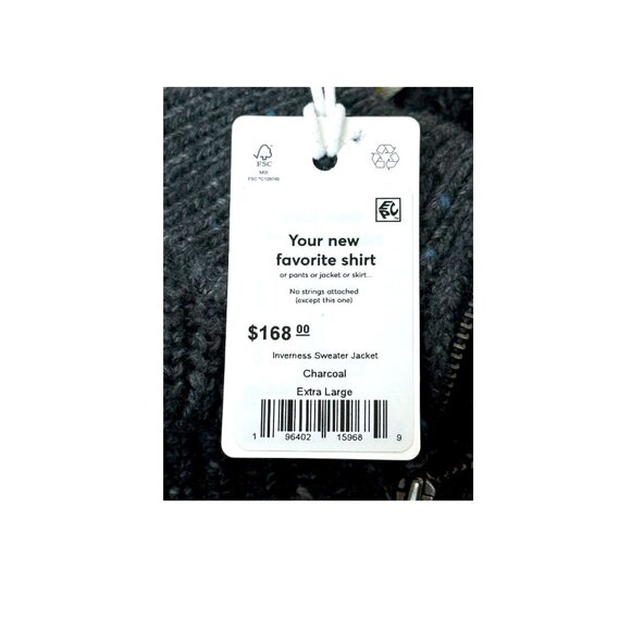 Marine Layer Inverness Sweater Jacket XL Charcoal White &/Blue Specks Zip-Up NWT - Picture 7 of 7